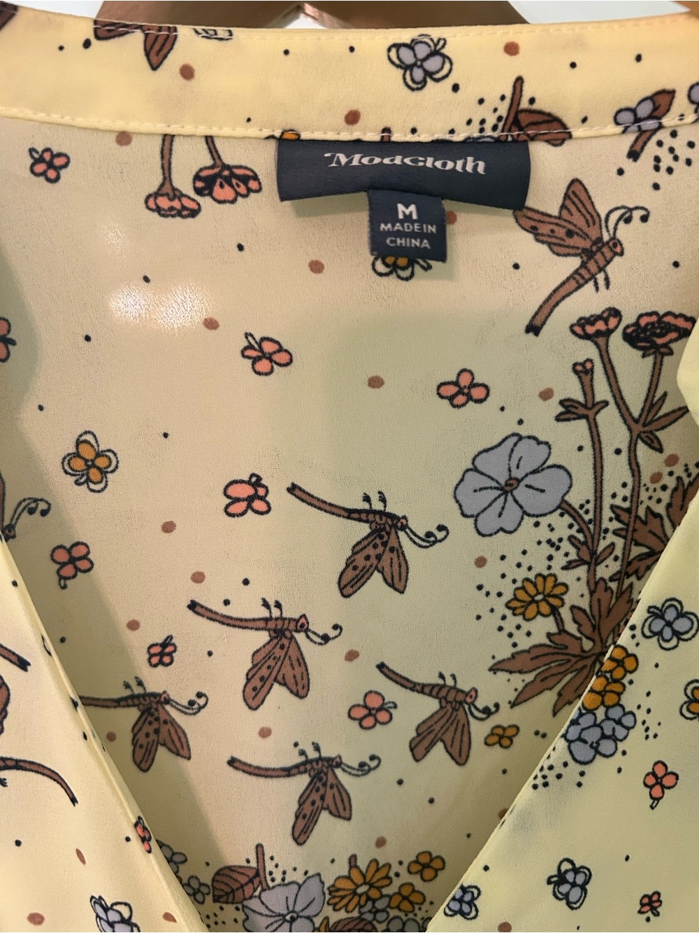 ModCloth Yellow Dragonfly Retro Floral Time to Suit Up Long Sleeve Romper - Picture 9 of 10